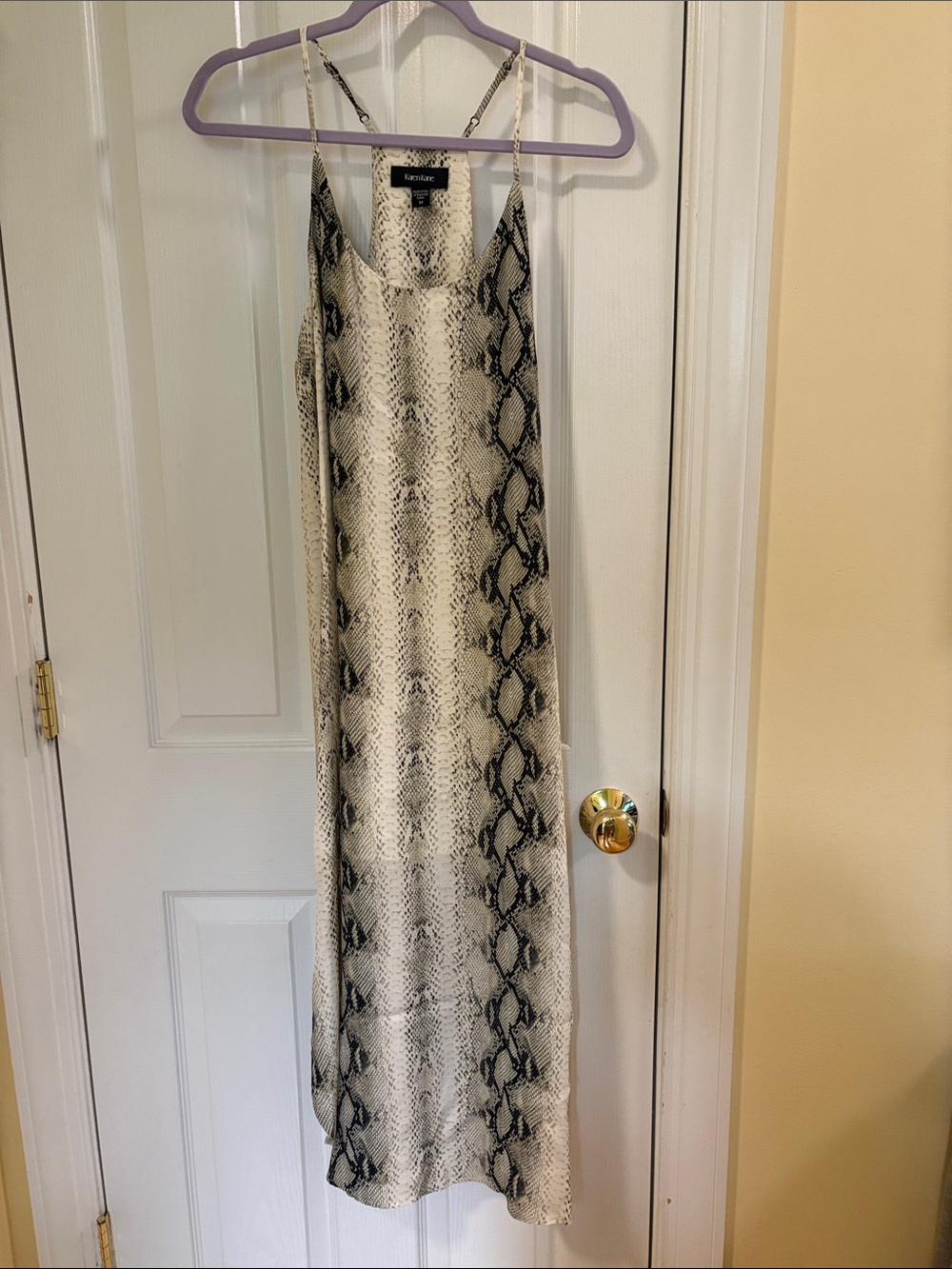 Karen Kane Cream and Black Python Print Slip Dress